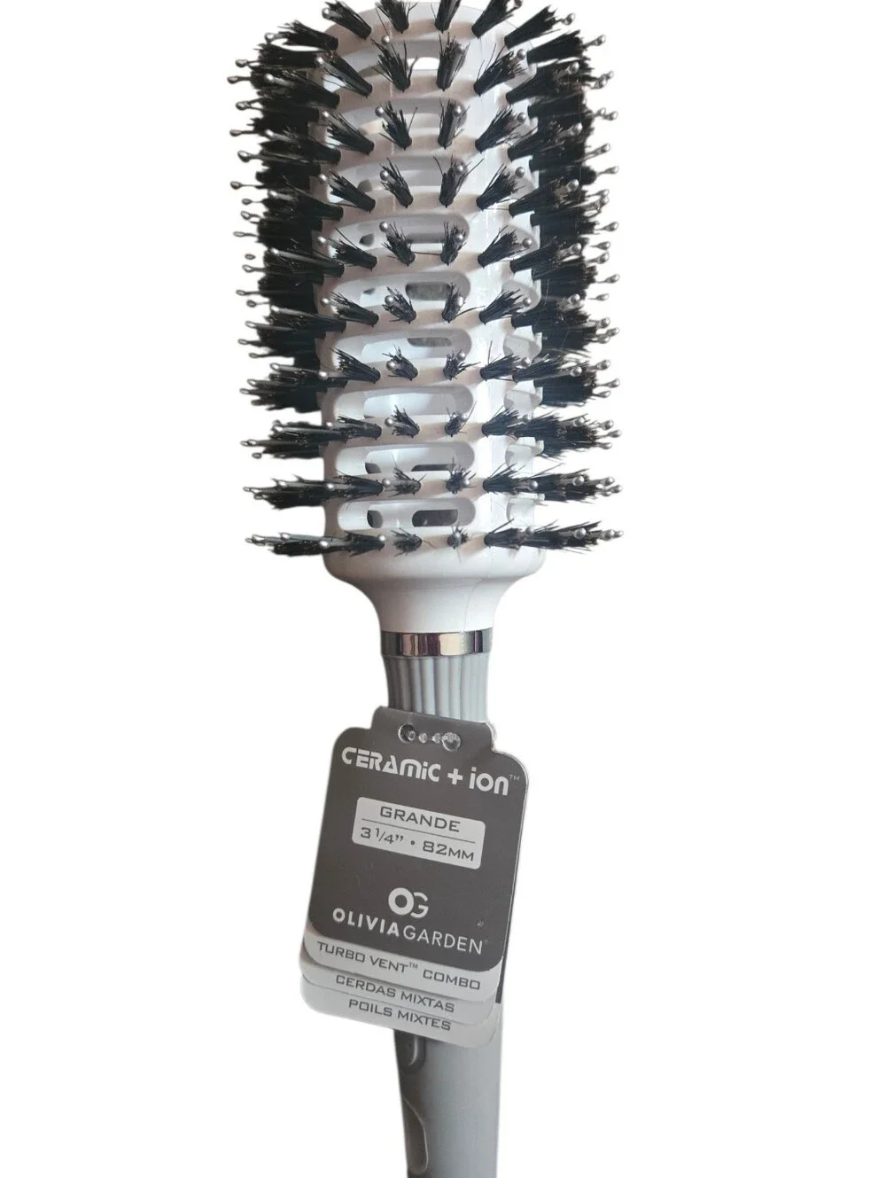 Ceramic + Ion Grande Round Vent Brush - White and Black